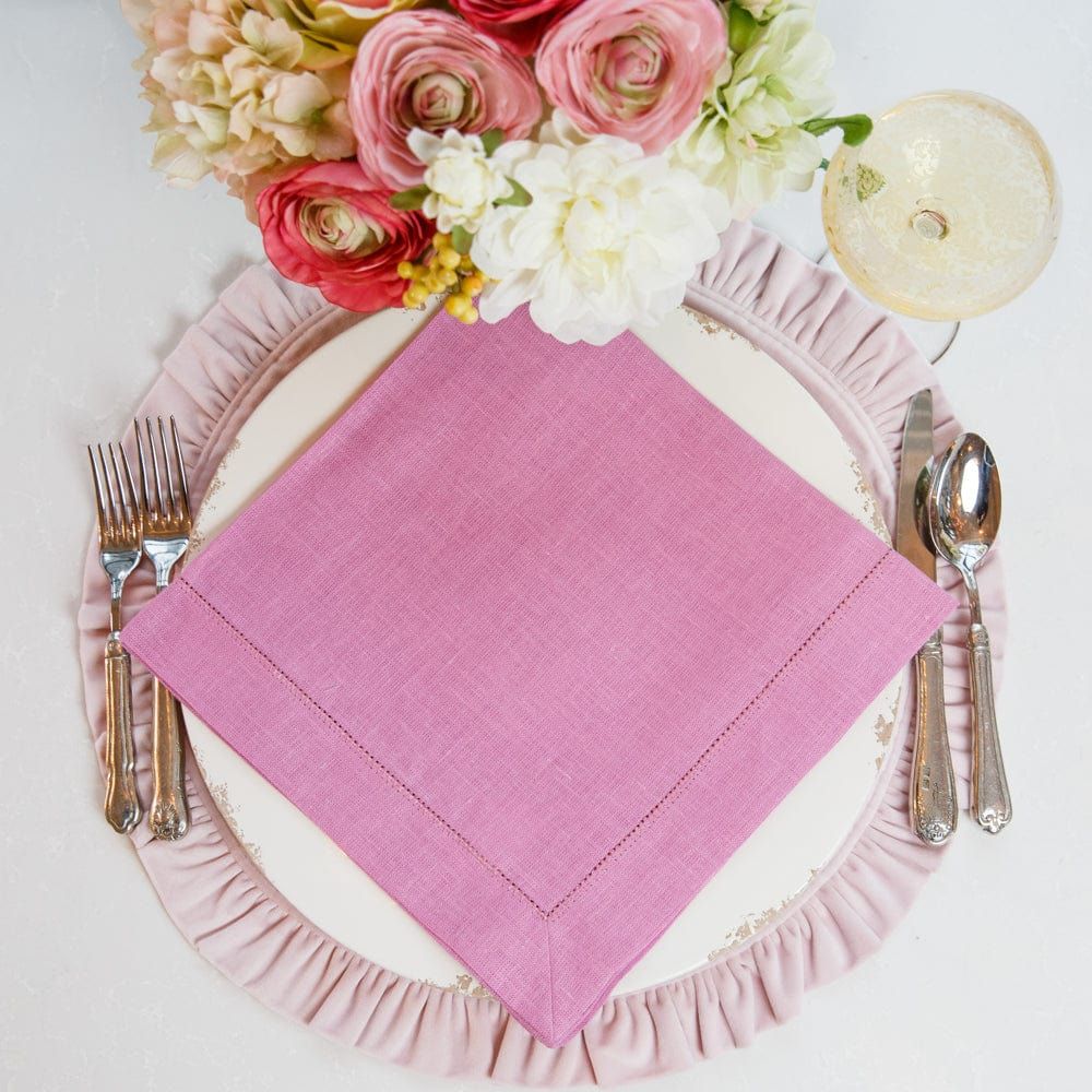 Crown Linen Designs Hemstitch Napkin 22" x 22" Rose Pink Gracious Style