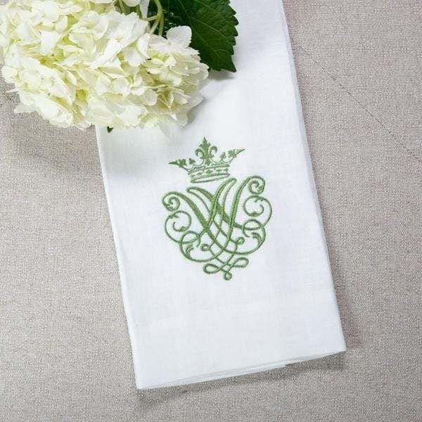 Crown Linen Designs Crest Hand Towel White (Green) Gracious Style