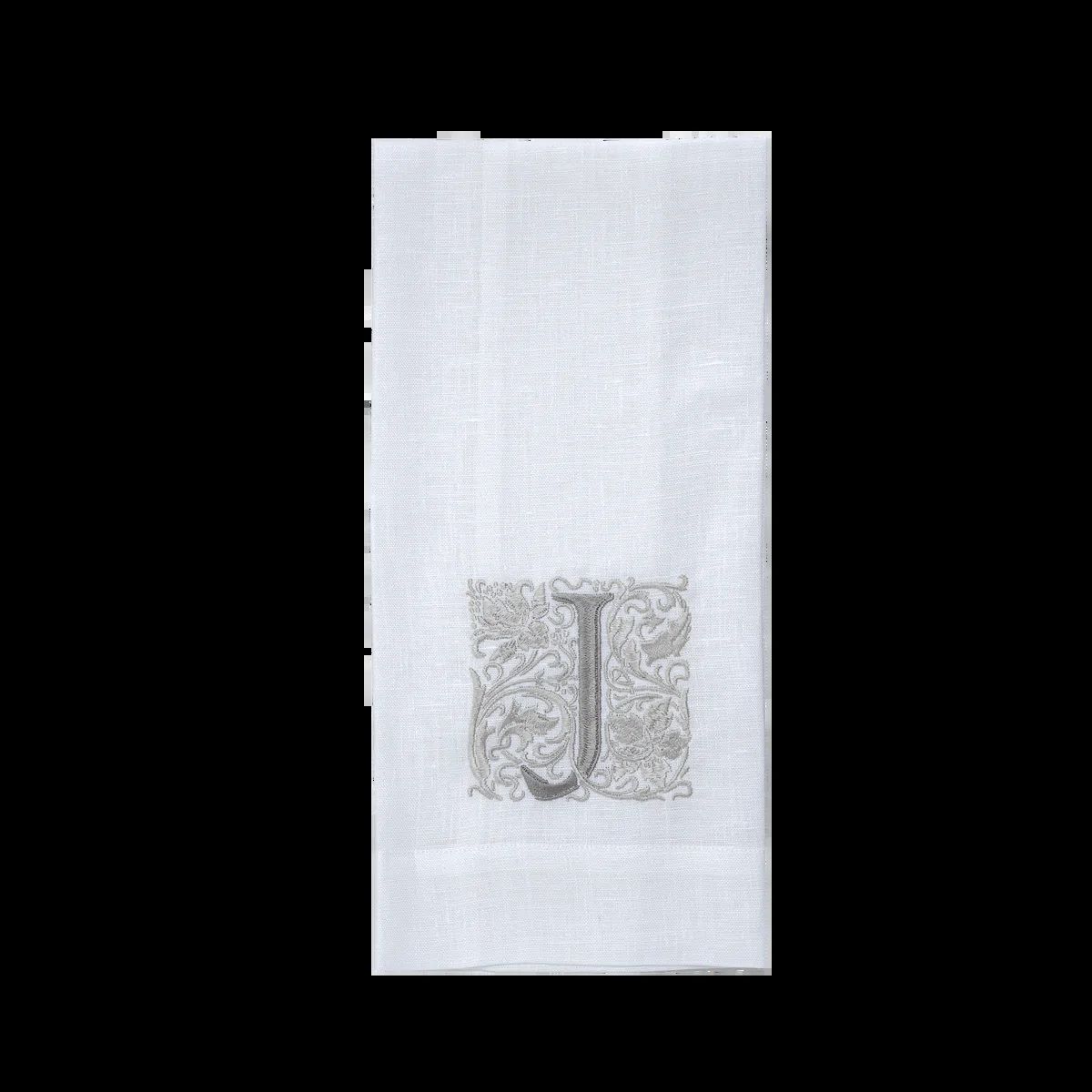 Crown Linen Designs Monogram J Hand Towel White (Taupe) Gracious Style