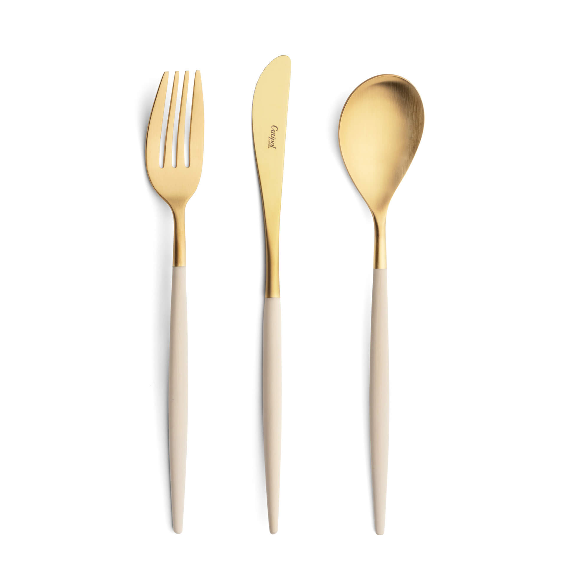 Cutipol Mio Matte Gold/Ivory Handle 60 pc Set Special Order (6x Dinner