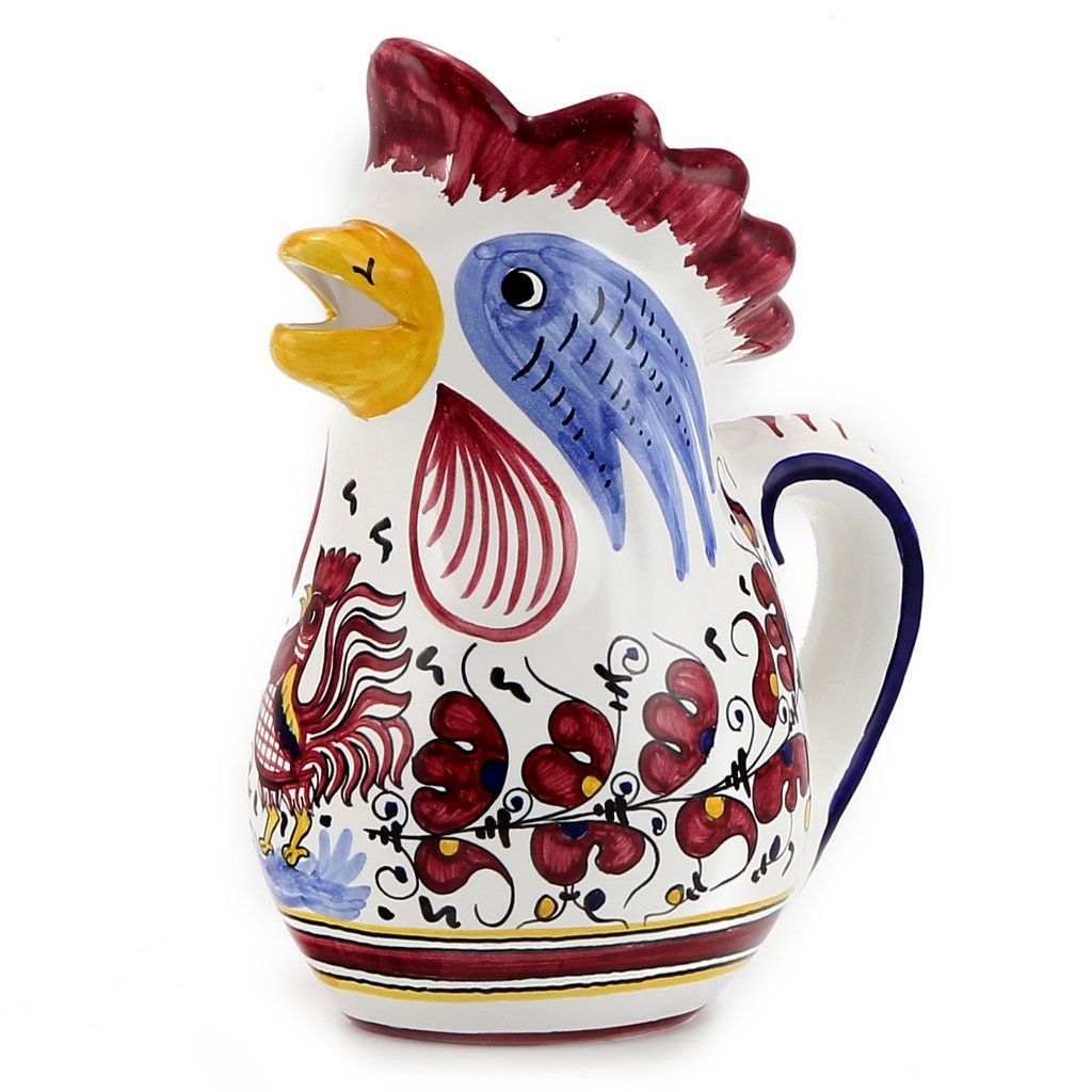 Deruta Of Italy Orvieto Red Rooster Rooster Of Fortune Pitcher 9.5H (1 ...