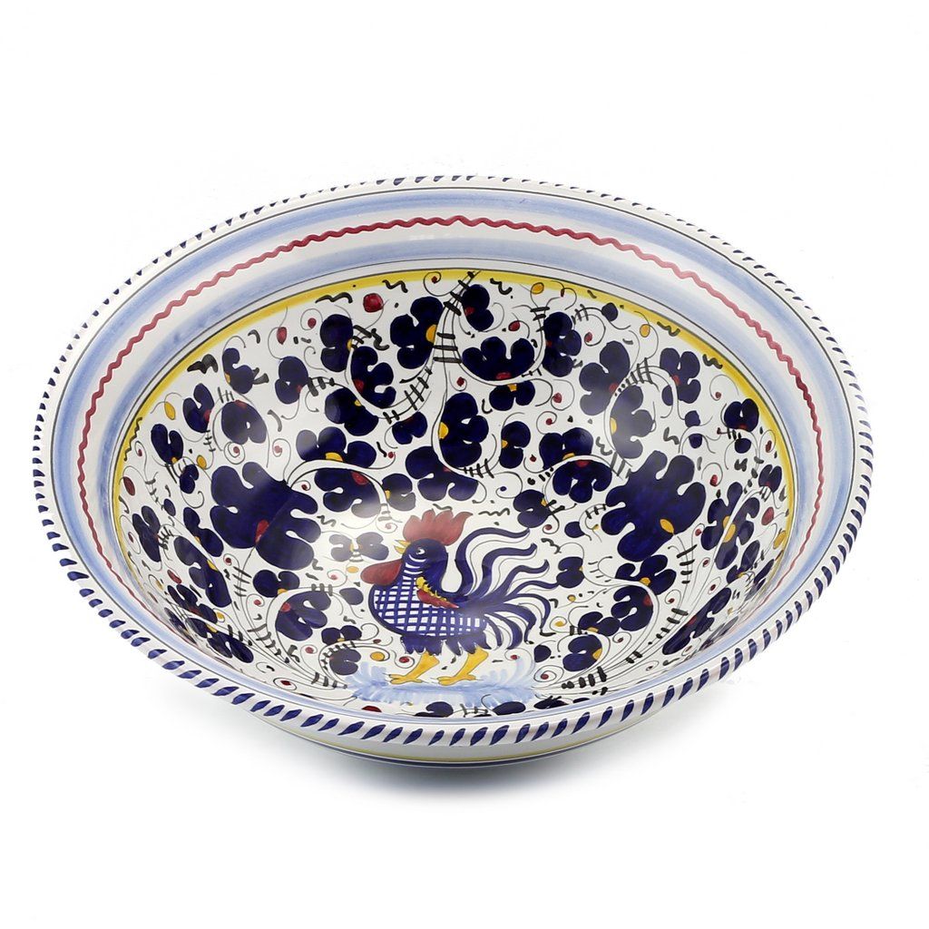 Deruta Orvieto Blue Rooster Large Pasta/Salad Serving Bowl 13.5