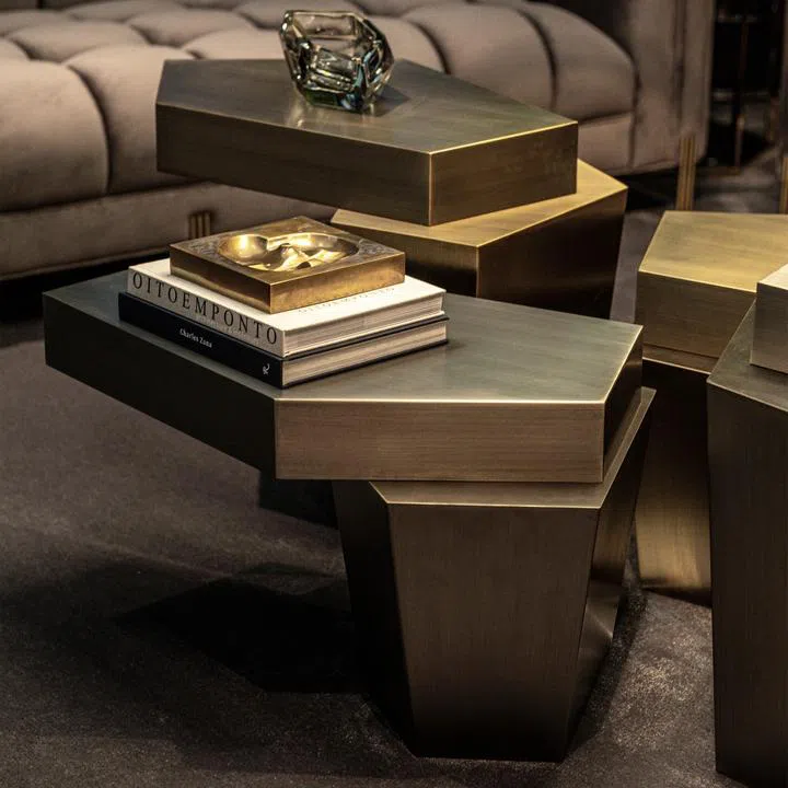 Brass Stacked Coffee Table, Eichholtz Shelton