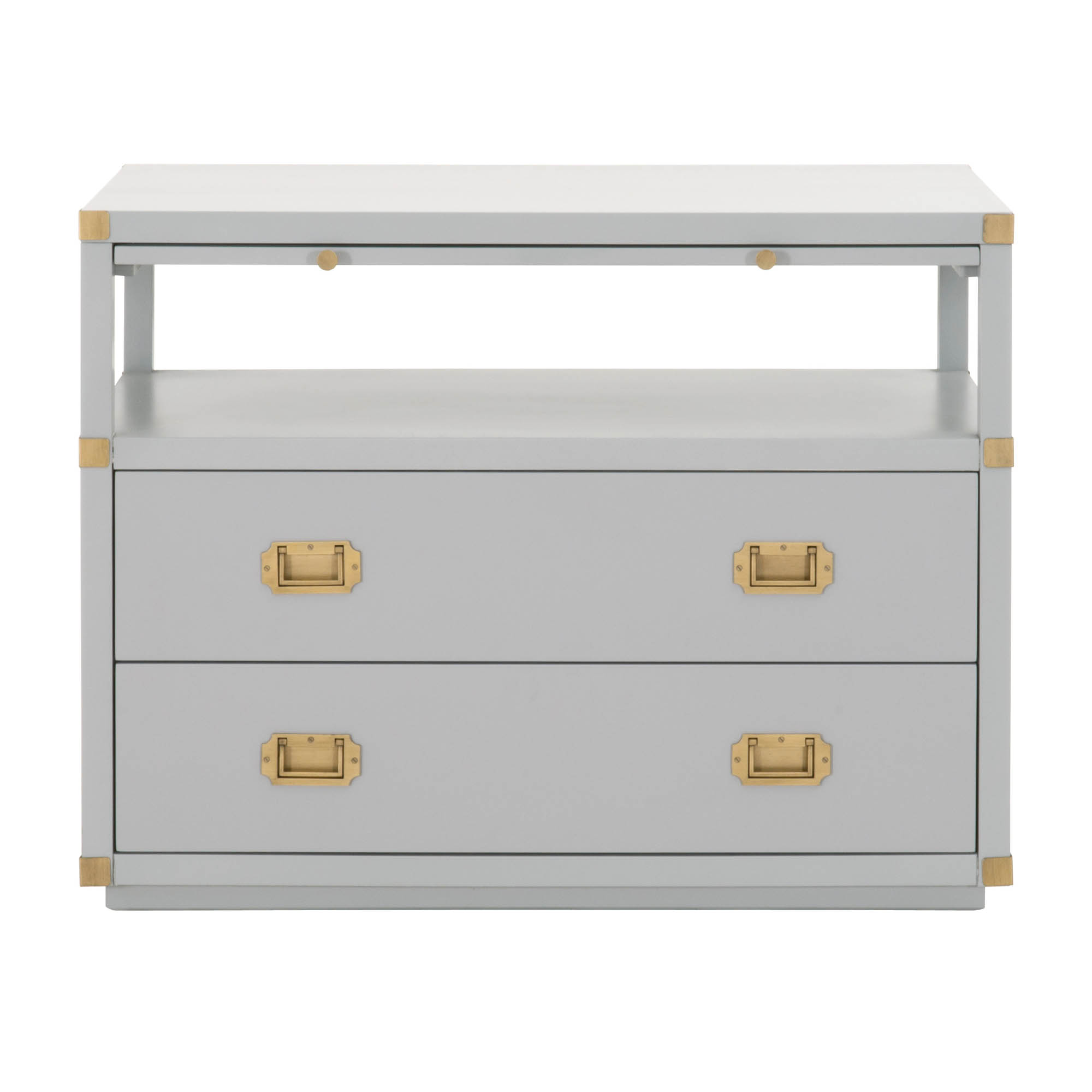 Essentials for Living Bradley 2Drawer Nightstand Dove Gray, Brushed Gold Gracious Style