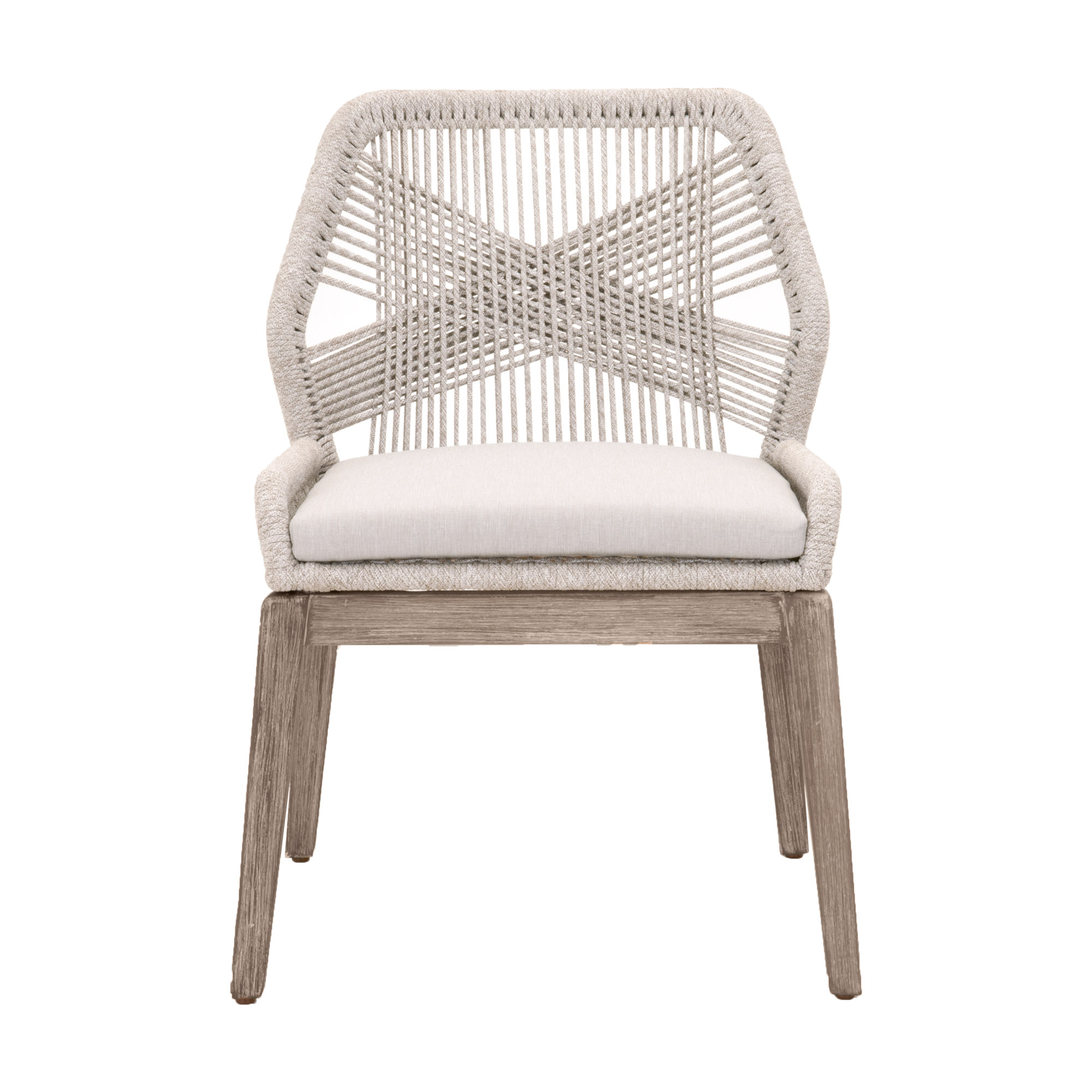 Essentials for Living Loom Dining Chair Taupe & White Flat Rope, Pumice