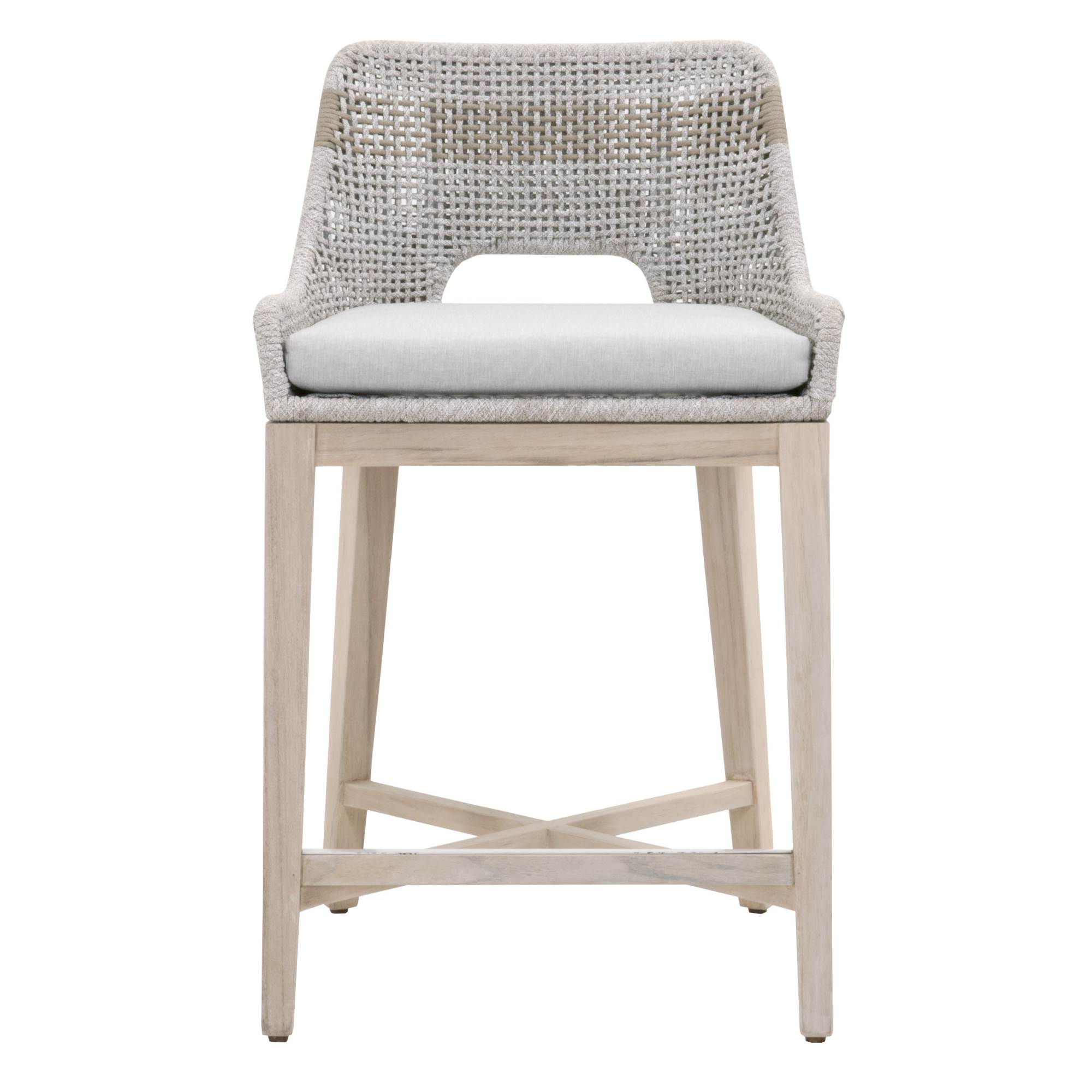 Essentials for Living Tapestry Outdoor Counter Stool Taupe & White Flat