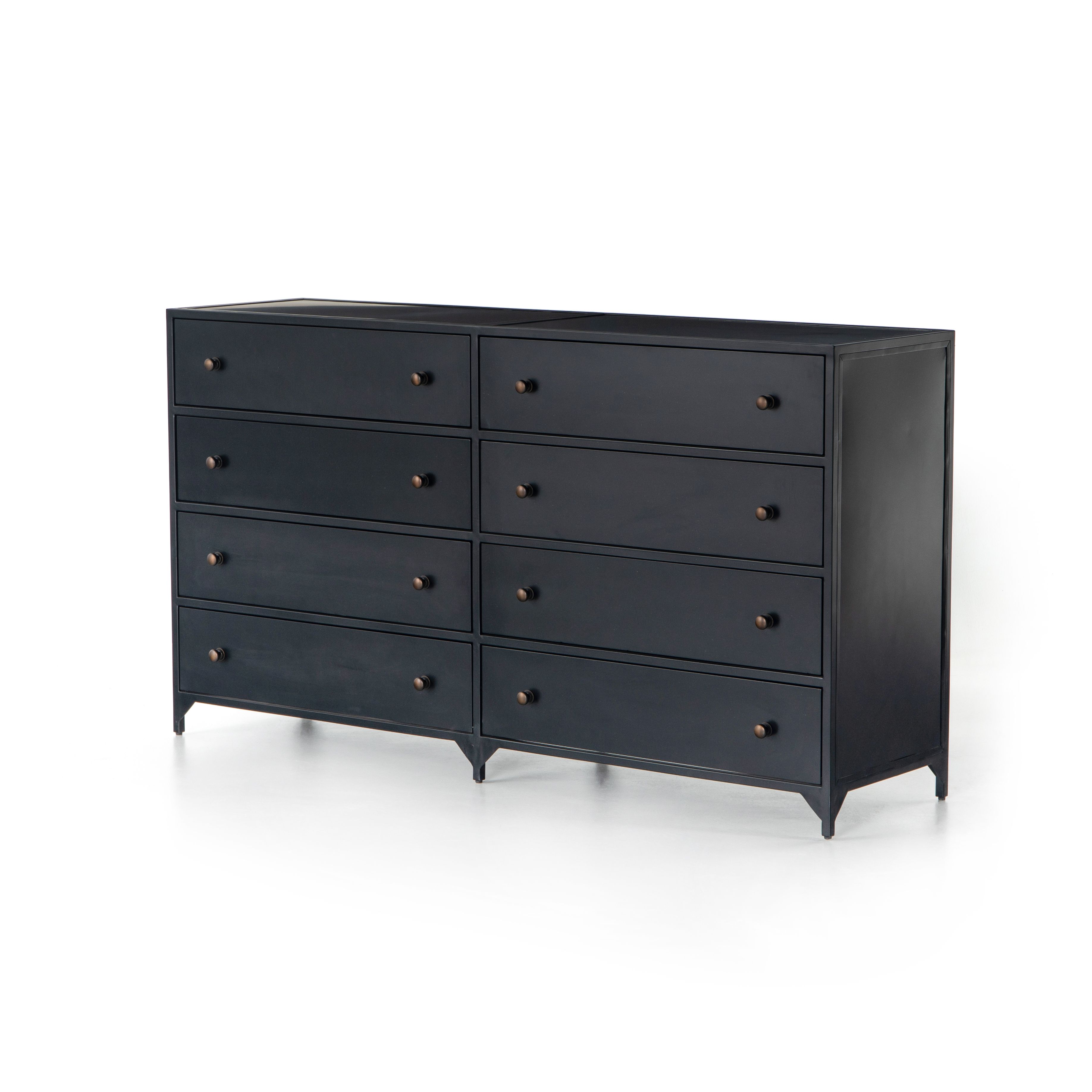 Four Hands Belmont 8 Drawer Metal Dresser Black Gracious Style