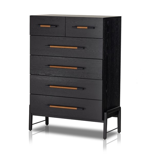 Four Hands Rosedale 6 Drawer Tall Dresser Ebony Oak Gracious Style