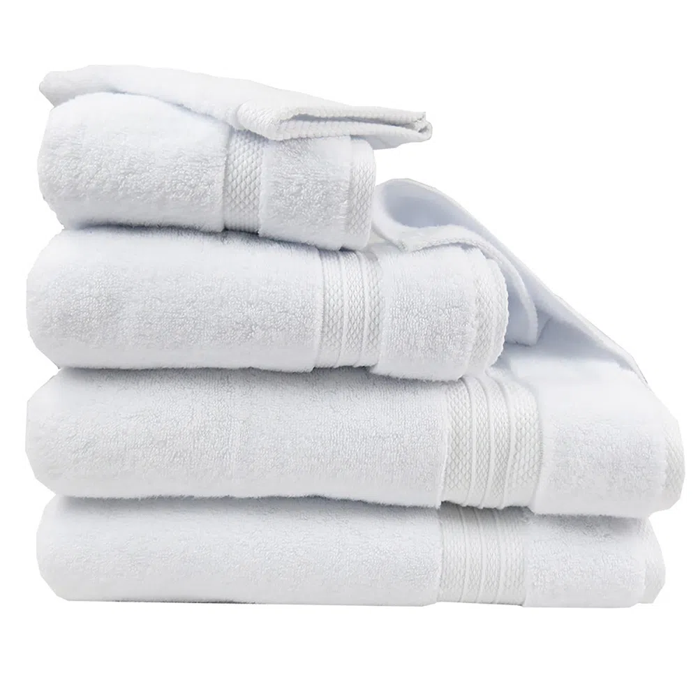 White Classic Luxury 100% Cotton Hand Towels Set of 6 - 16x30 Aqua