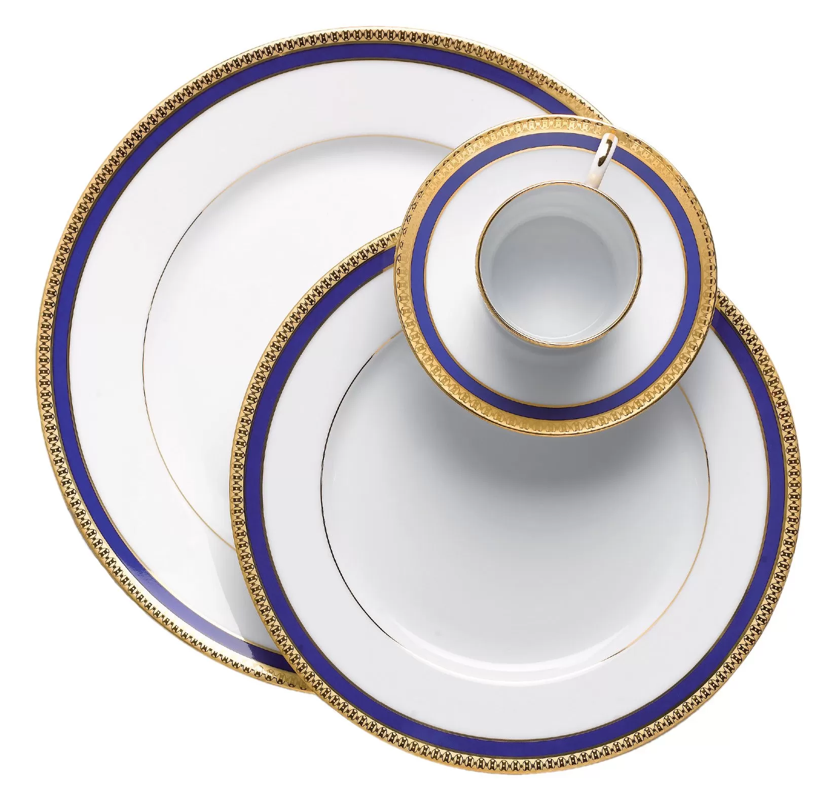 Symphonie Large Dinner Plate Blue/Gold 28 Cm