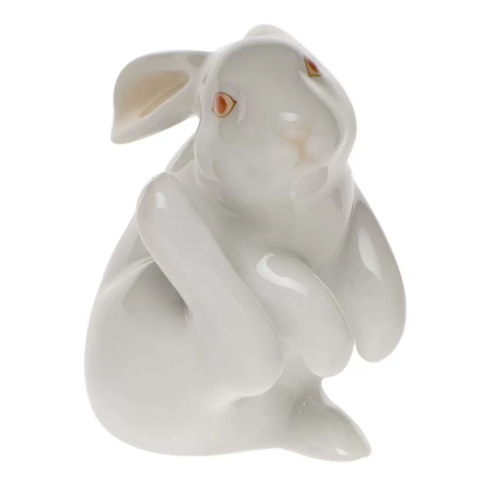 Herend Scratching Bunny White 3 In H