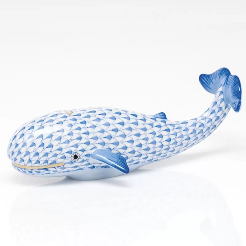 Herend Green Fishnet Figurine - Fish Table Ornament 2.5 inch H -  Distinctive Decor