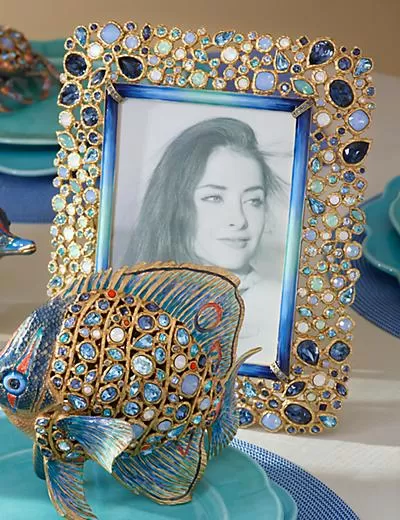 Jay Strongwater Emery Bejeweled 4 x 6 Picture Frame Peacock