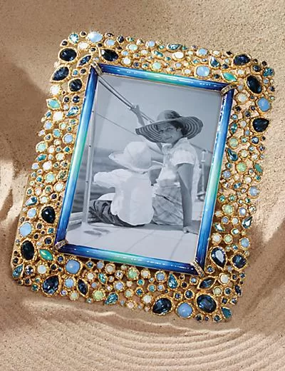 Jay Strongwater Emery Bejeweled 4 x 6 Picture Frame Peacock