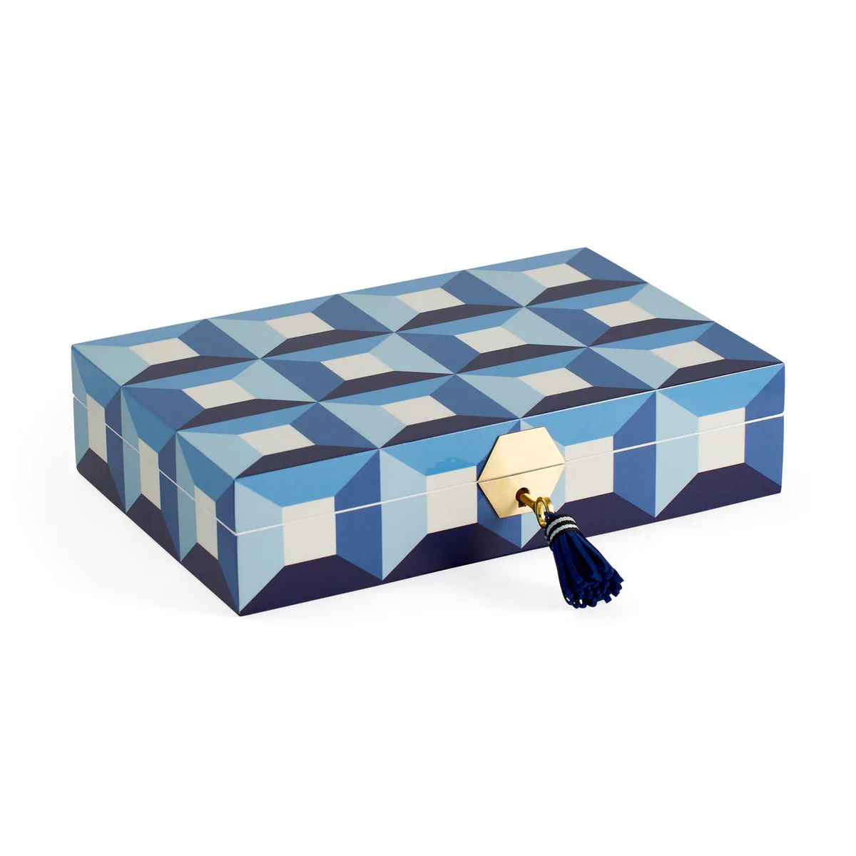 Jonathan Adler Acc Sorrento Lacquer Jewelry Box Blue | Gracious Style