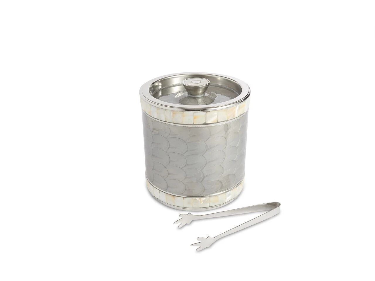 Julia Knight Classic 8" Jumbo Double Walled Ice Bucket w/Tongs Platinum Gracious Style