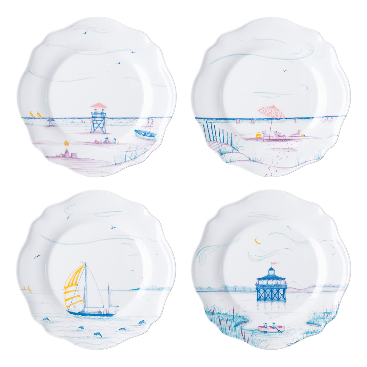 Juliska Country Estate Seaside Melamine Dessert/Salad Plates, Assorted