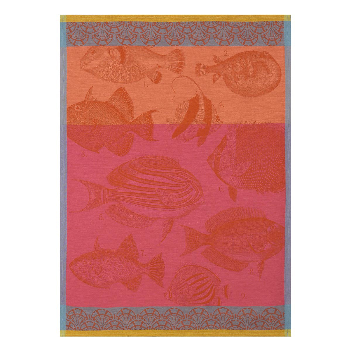 Le Jacquard Francais Moorea Coral 100 Cotton 24" x 31" Kitchen Tea Towel Gracious Style
