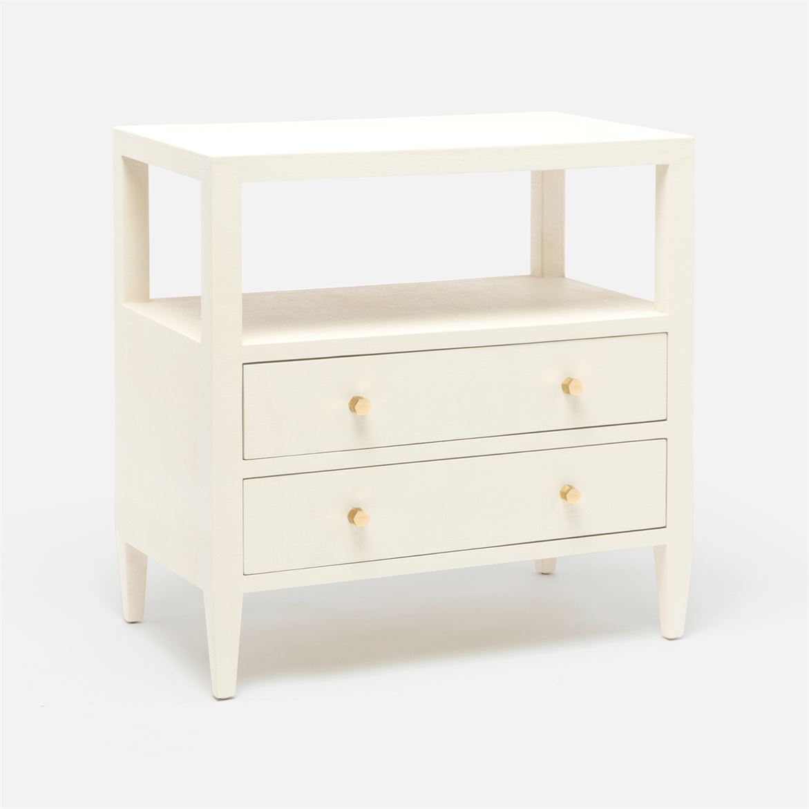 Made Goods Jarin Nightstand White Faux Belgian Linen Gracious Style
