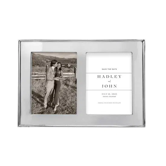 Mariposa White Leather with Metal Border 4x6 Frame