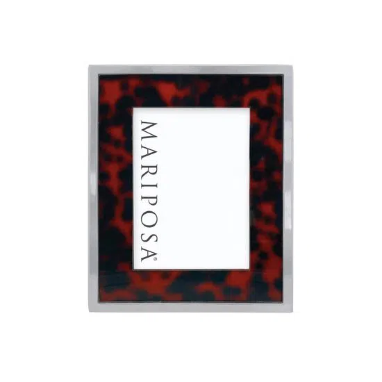 Mariposa White Leather with Metal Border 4x6 Frame