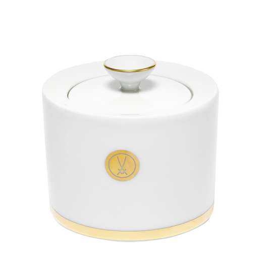 Meissen Swords Gold Sugar Bowl Gold Rim Gracious Style