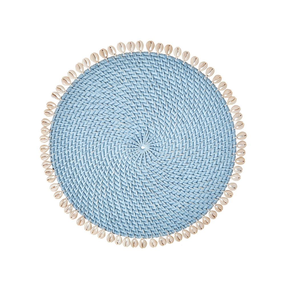 Mode Living Capiz 14 in round Placemats Light Blue, Set of Four