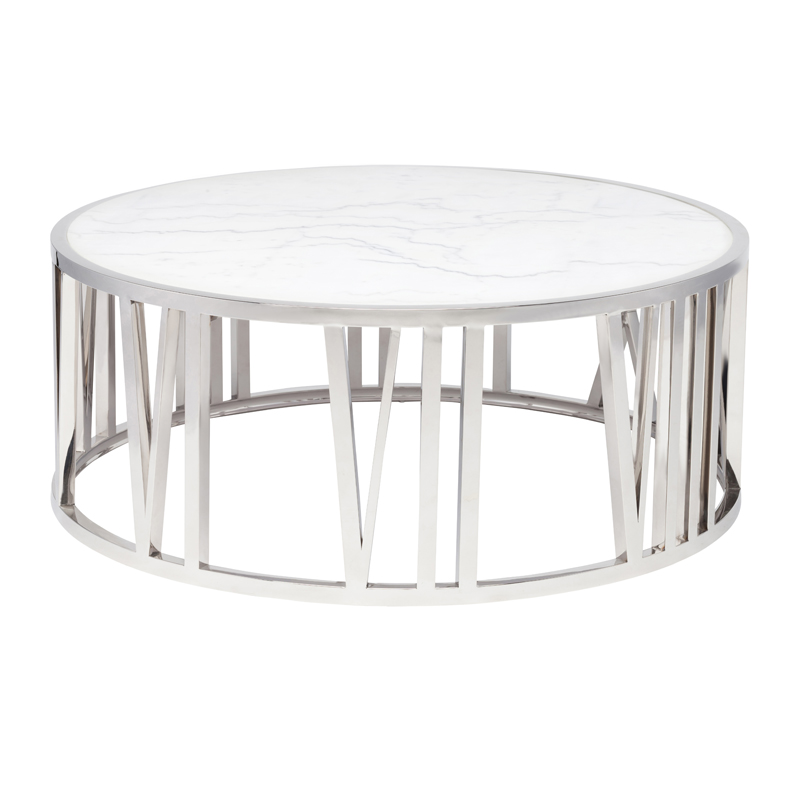 Nuevo Roman White Stone Coffee Table Gracious Style