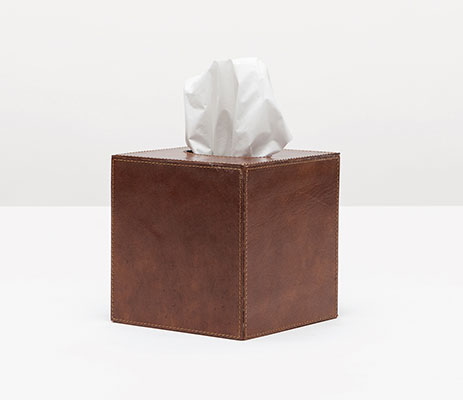 Pigeon & Poodle Hampton Tobacco Tissue Box Square Straight Full Grain ...