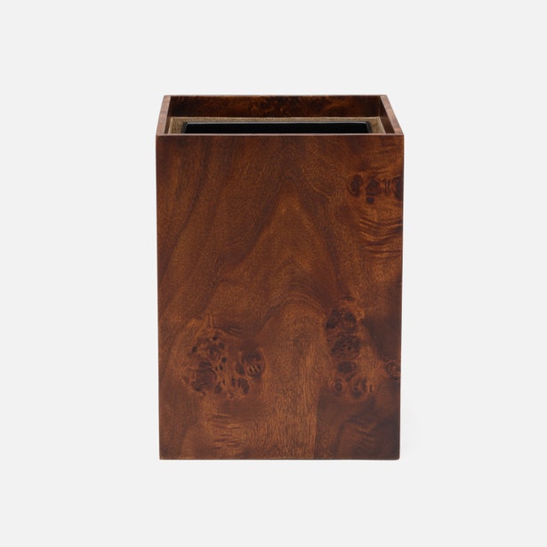 Pigeon & Poodle Harper Wastebasket - Dark Teak