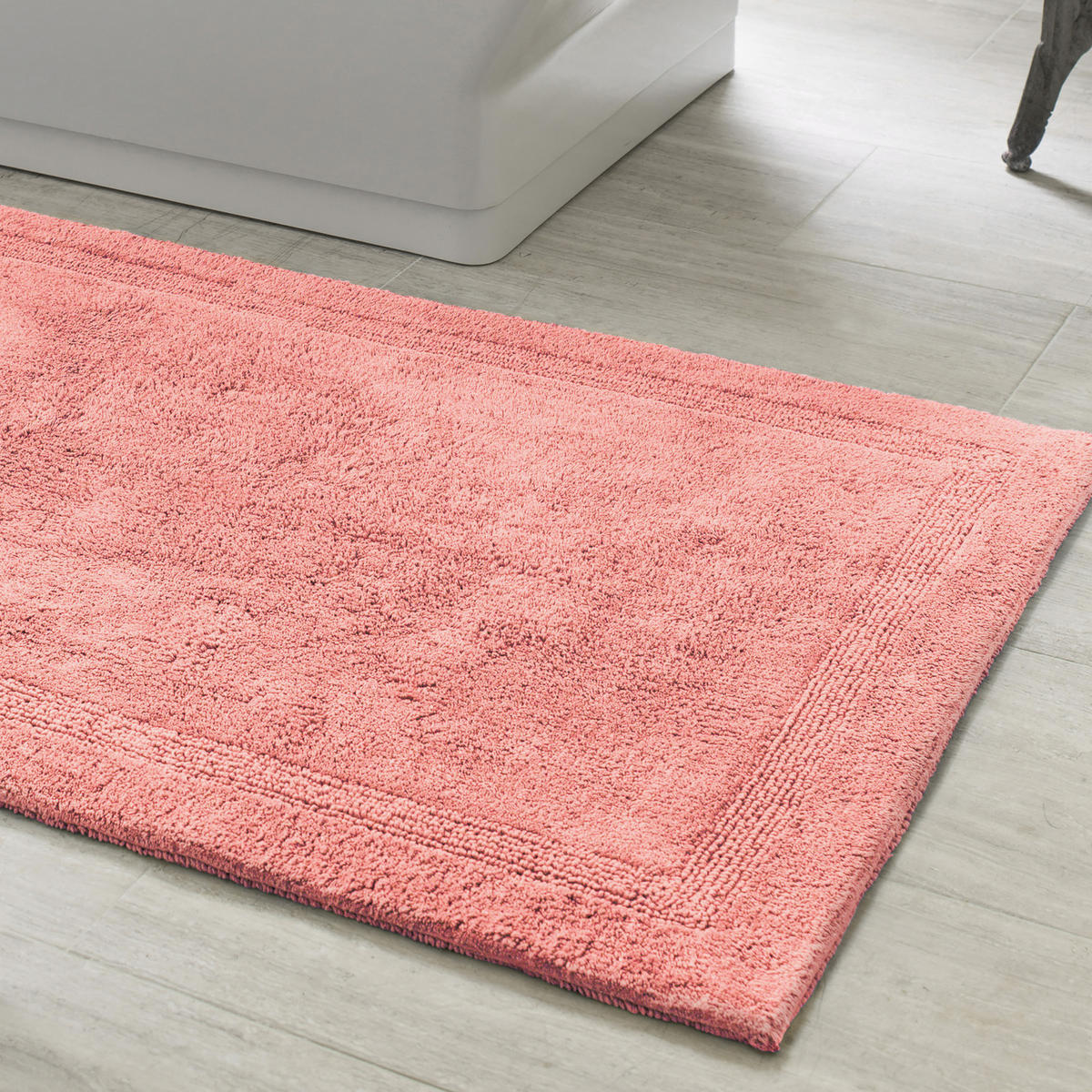 coral and white bath rugs