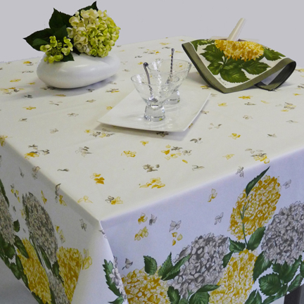 Beauville Hortensias Gray/Yellow Table Linens