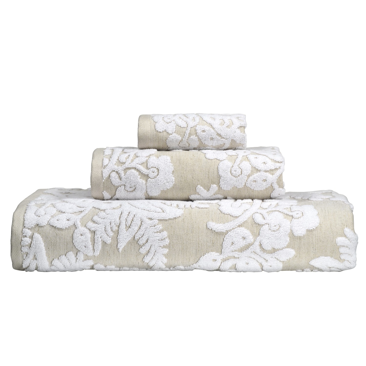 John Robshaw Pasak Linen/White Bath Towels Gracious Style