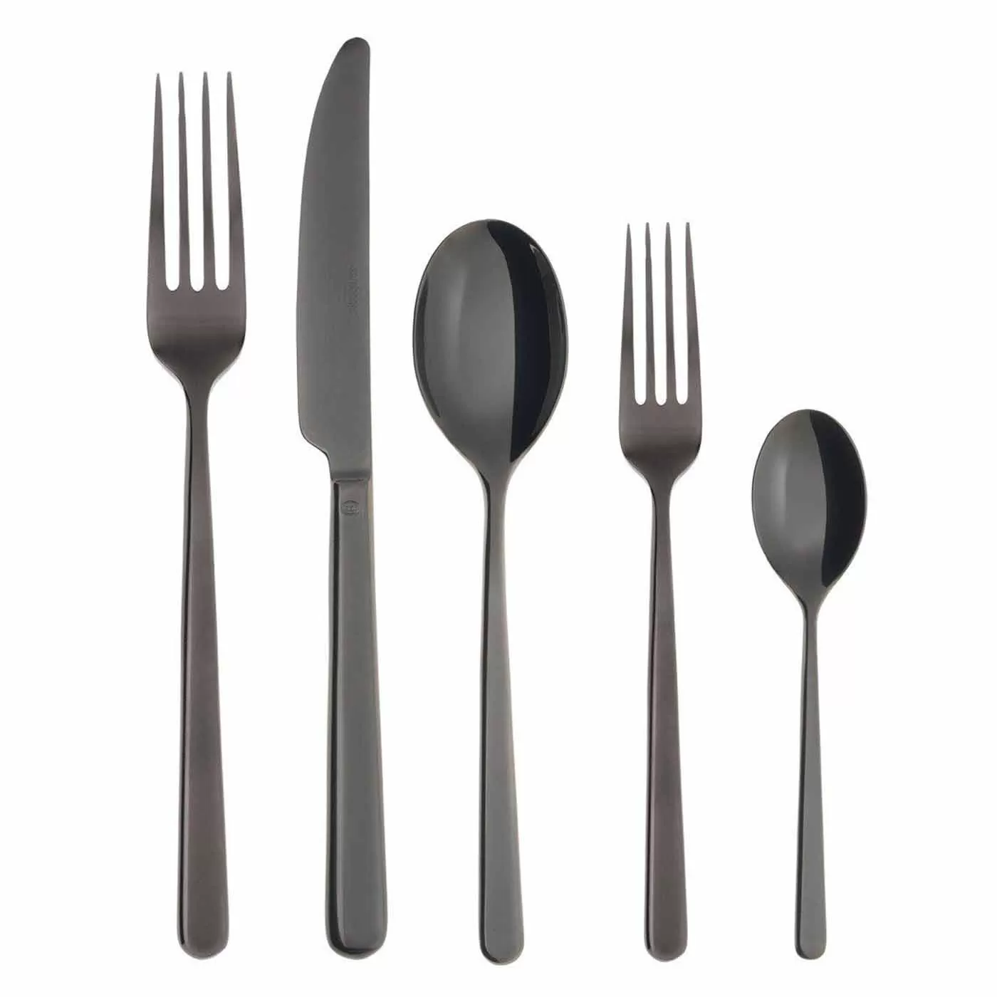 6pcs Matte Black Dinner Spoon Fork Knife Stainless Steel Satin