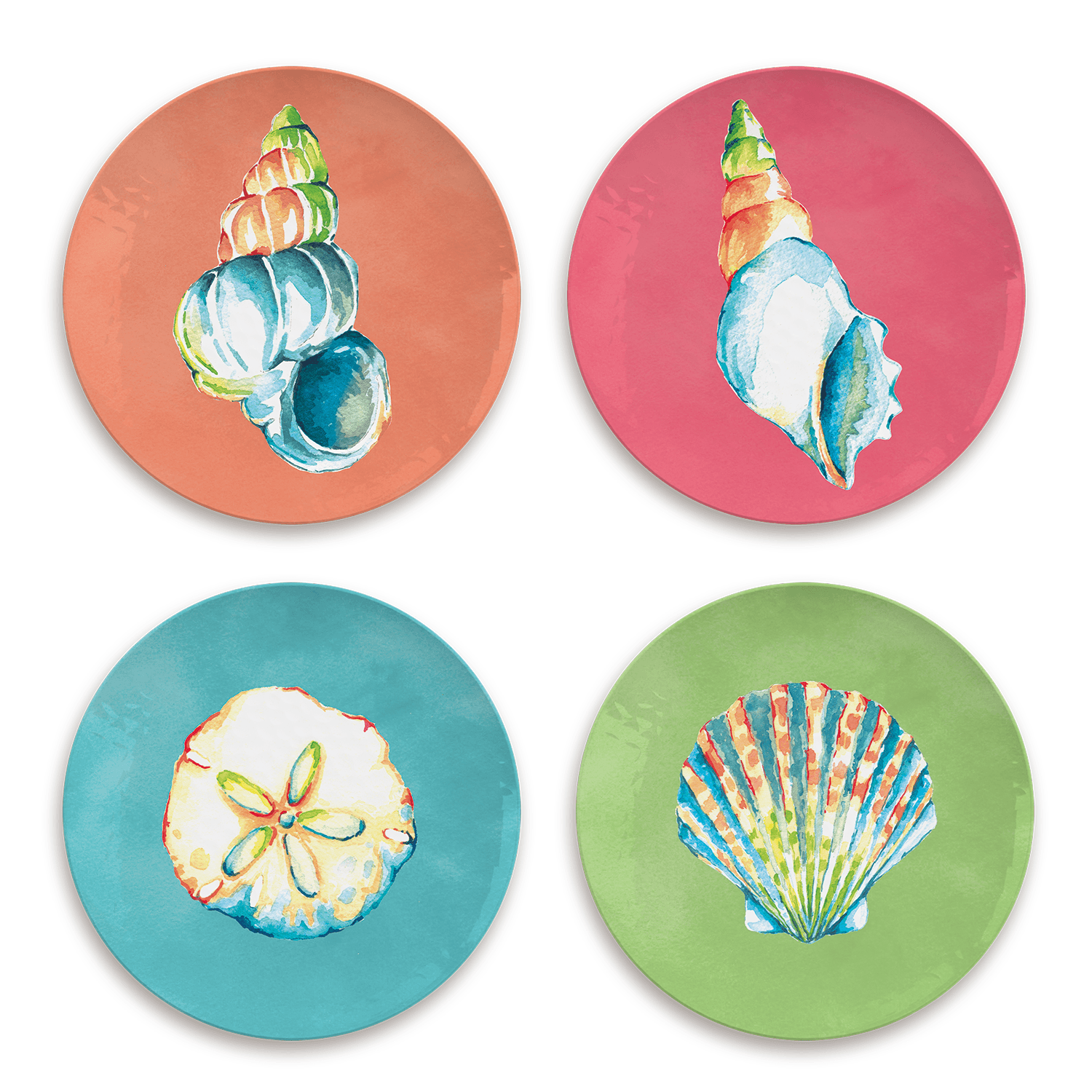 TarHong Sandbar Brights Melamine Assorted Appetizer Plates Set of 4, 7 ...