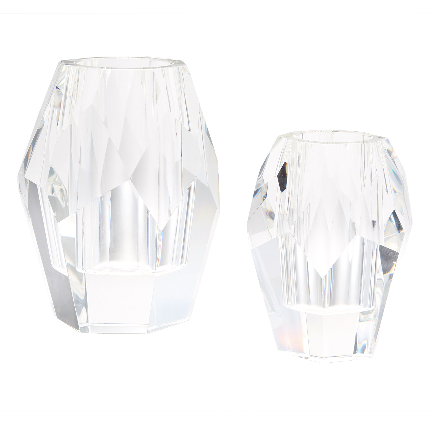 Two's Company Facets Set of Two Vases Crystal Clear Glass Gracious