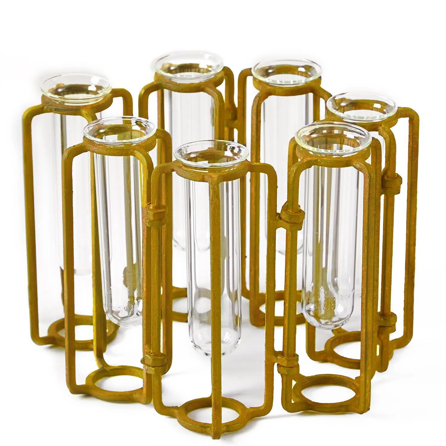 Lavoisier Set of 7 Hinged Flower Vases - Stainless Steel/Glass