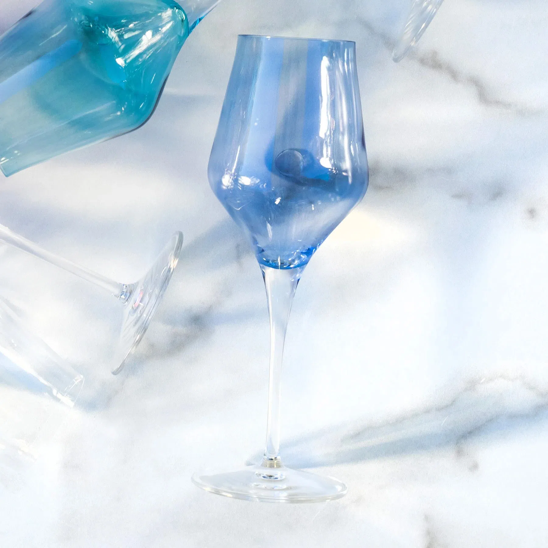 Vietri Contessa Blue Stemless Wine Glass