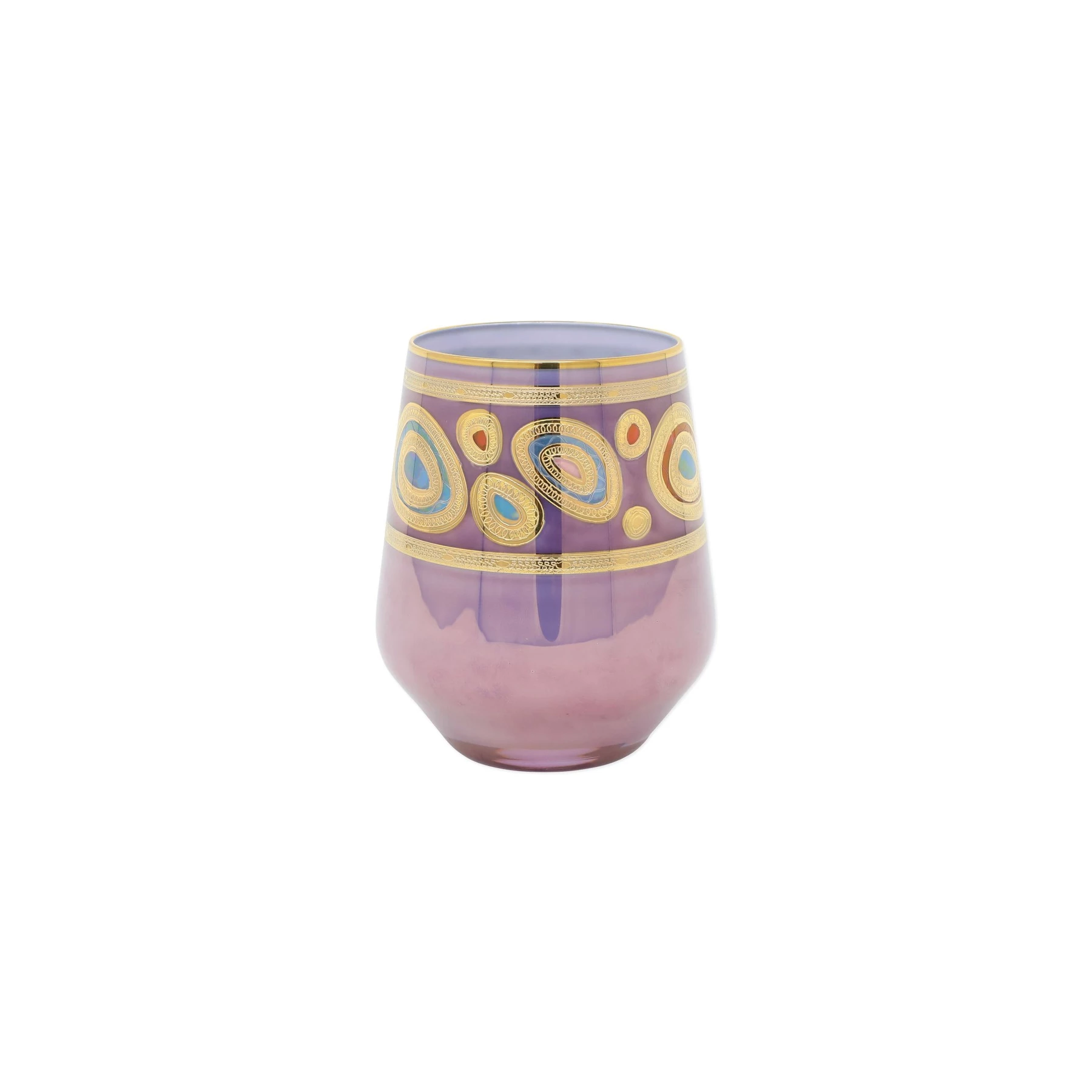 Vietri Regalia Purple Stemless Wine Glass 4.25"H, 12 oz Gracious Style