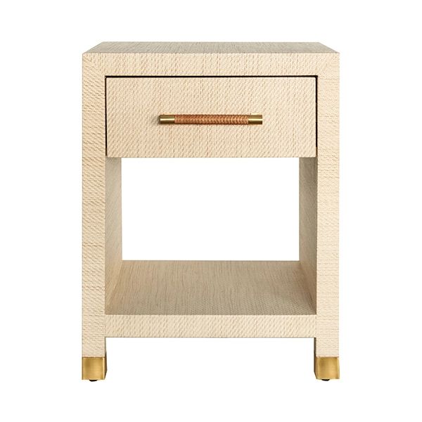 Worlds Away Pelham One Drawer Side Table With Rattan Wrapped Handle In
