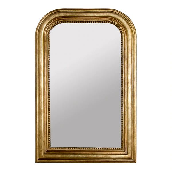 Worlds Away Hand Carved Gold Leaf Curved Top Rectangular Mirror Gracious Style