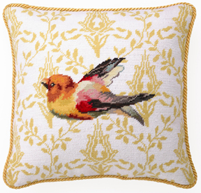 Yellow Bird Needlepoint Pillows | Gracious Style