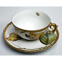 Antique Forest Leaves Tea Cup & Saucer 8 oz