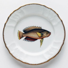 Antique Fish Blue/Brown/Red Salad Plate 7.5 in Rd