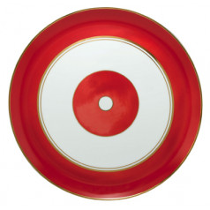 Cristobal Red Flat Cake Serving Plate Round 12.2 in.
