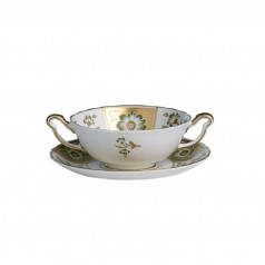 Derby Panel Green Cream Soup Saucer (16 cm/6 in)
