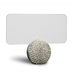 Pave Sphere Platinum + White Crystals Place Card Holders (Set of 6 with 25 cards) 1x1" - 3 x 3cm