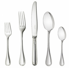 Malmaison Silverplated 110 Pieces Set for 12 Imperial Canteen (12x: Dinner Fork, Dinner Knife, Tablespoon, After Dinner Teaspoon, Dessert Fork, Dessert Knife, Dessert Spoon, Fish Fork, Fish Knife + 1 x: Serving Spoon, Serving Fork)