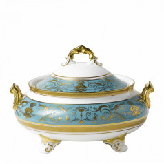 Regency Turquoise Covered Vegetable Dish (170 cl/60oz) (Special Order)