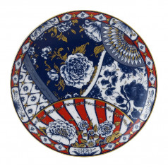 Victoria's Garden Blue & Red Coupe Plate (21 cm/8 in)